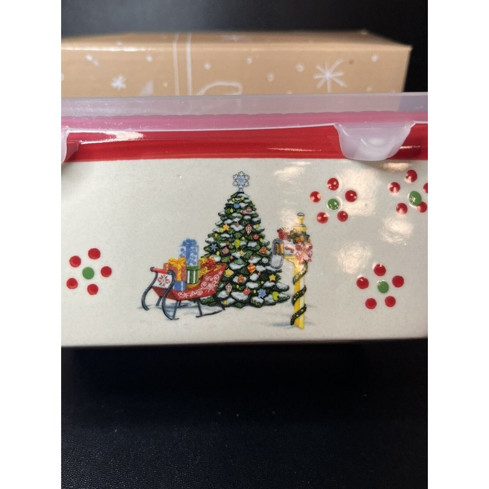 Temp-Tations by Tara HOLIDAY 12 oz loaf pan with plastic cover Christmas Tree - Picture 2 of 6